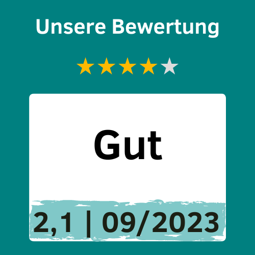 Testergebnis GHV Premium Hundekrankenversicherung: 4 Sterne, Gut, mit einer Note von 2,1. Unser Test 09/2023