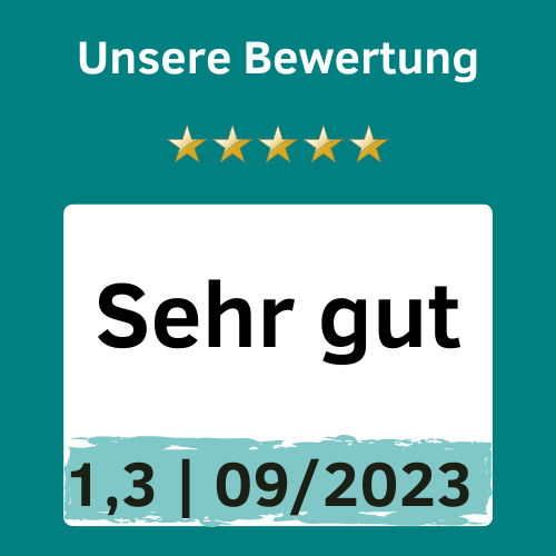 Testsiegel des Jahres 2023 für die HanseMerkur Hundekrankenversicherung. Ausgezeichnet mit der Bestnote 