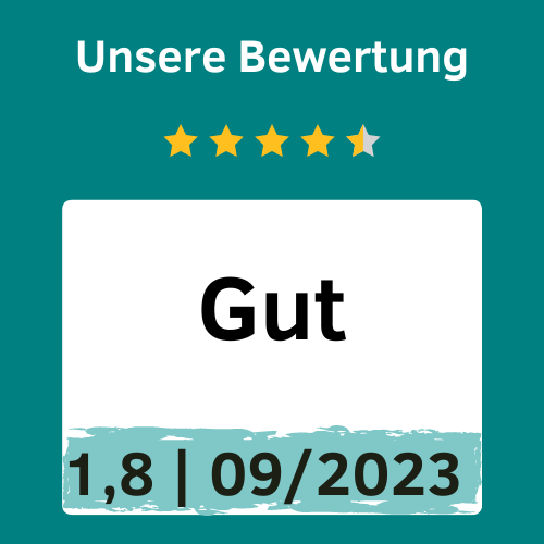 Helvetia Komfort-Zahn-Alternative-Heilmethoden Tarif mit 4,5 Sternen, einer Note von 1,8 und dem Qualitätsprädikat 