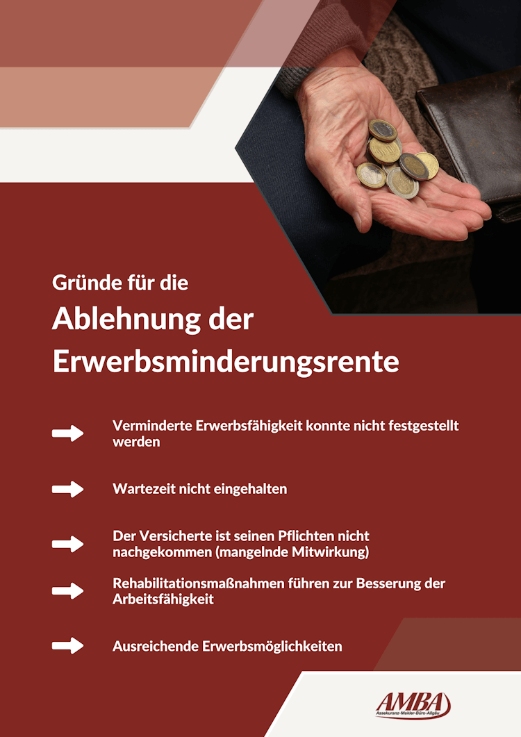 Aufzählung der Ablehnungsgründer für eine EM Rente