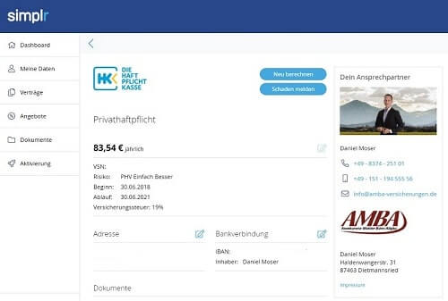 Versicherungsinhalte bei Simplr