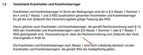 Bei der Gothaer Betriebsschliessungsversicherung sind nicht alle Krankheiten und Krankheitserreger versichert